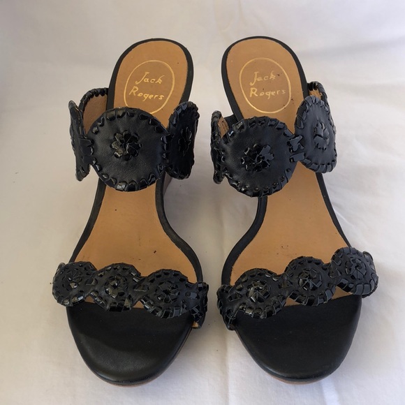 Jack Rogers Shoes - Jack Rogers Black Slip On Wooden Heels